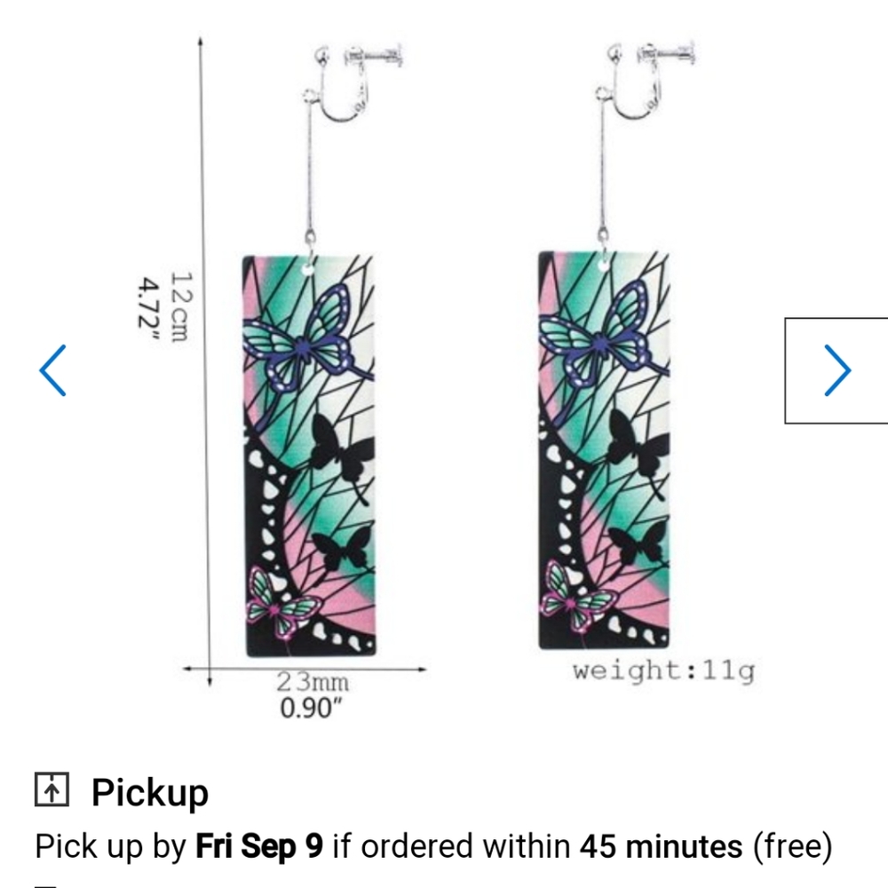 Anime Demon Slayer Shinobu Butterfly Fake Earrings Acrylic Ear Dangler Cosplay